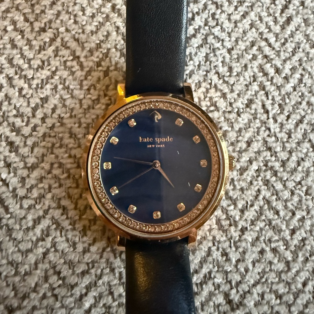 Kate Spade Gold and Black watch with Crystal Accents